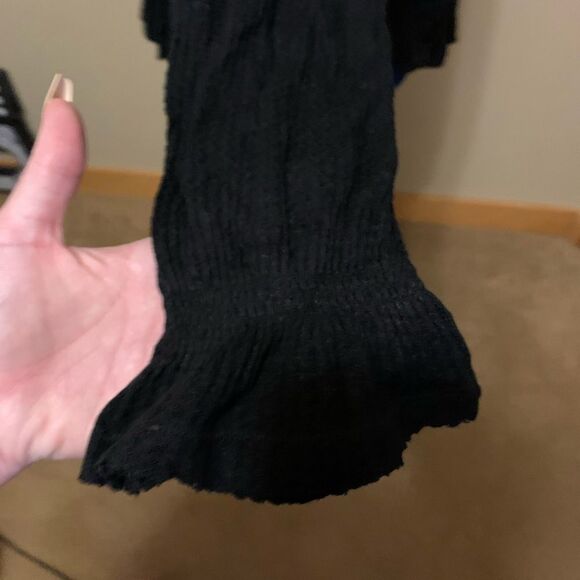 Free People Black‎ Crochet Detail Long Sleeve Tunic Top Bohemian Style - Picture 5 of 7